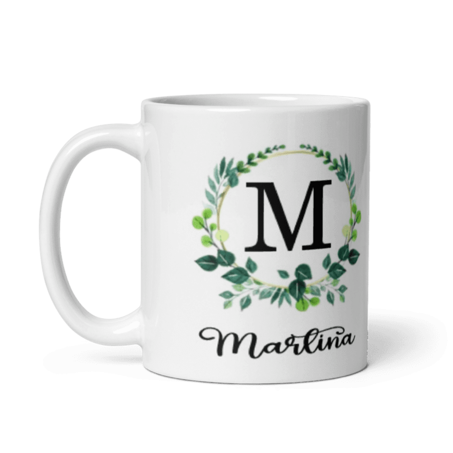 Taza personalizada circulo flores verde - 3