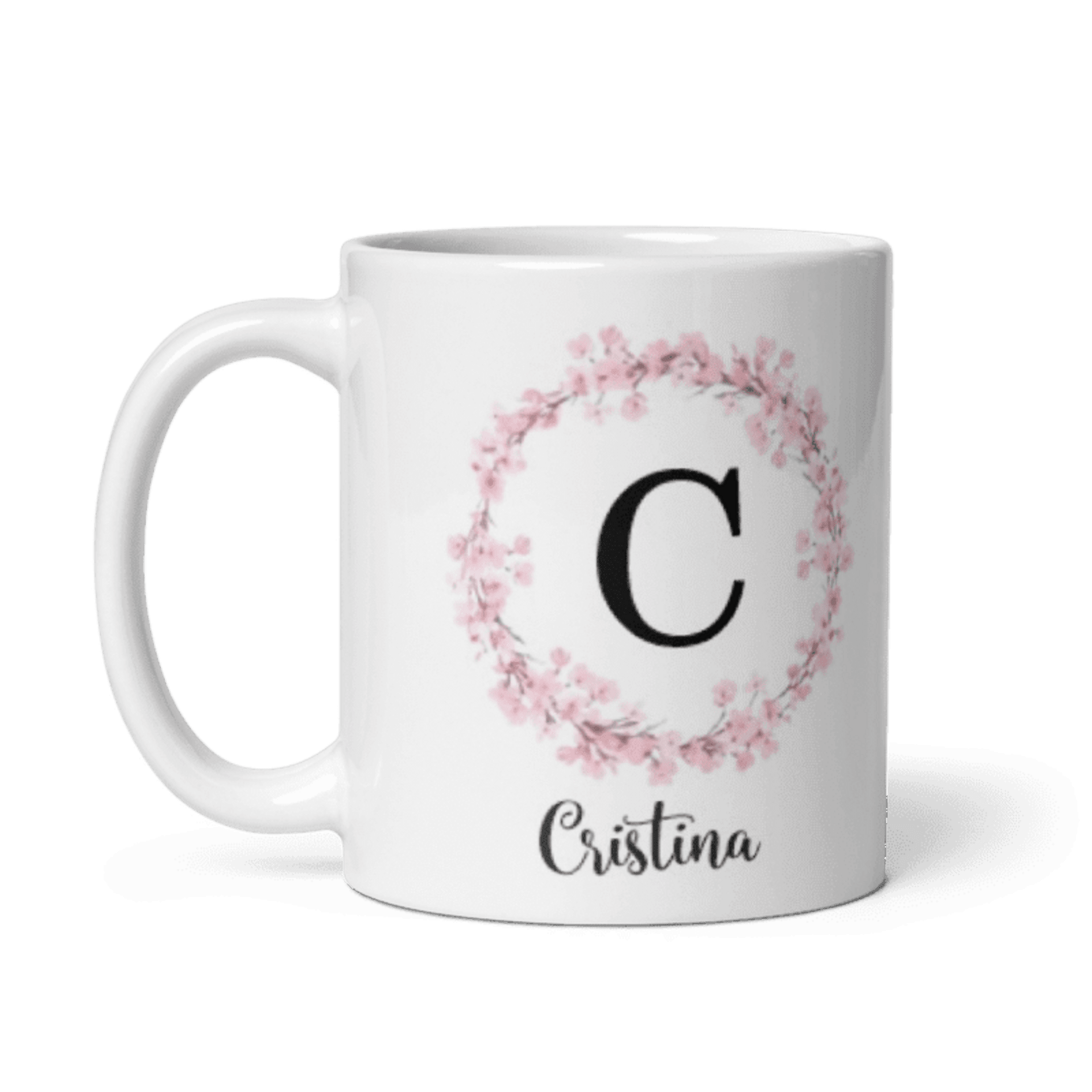 Taza personalizada circulo flores rosas - 3