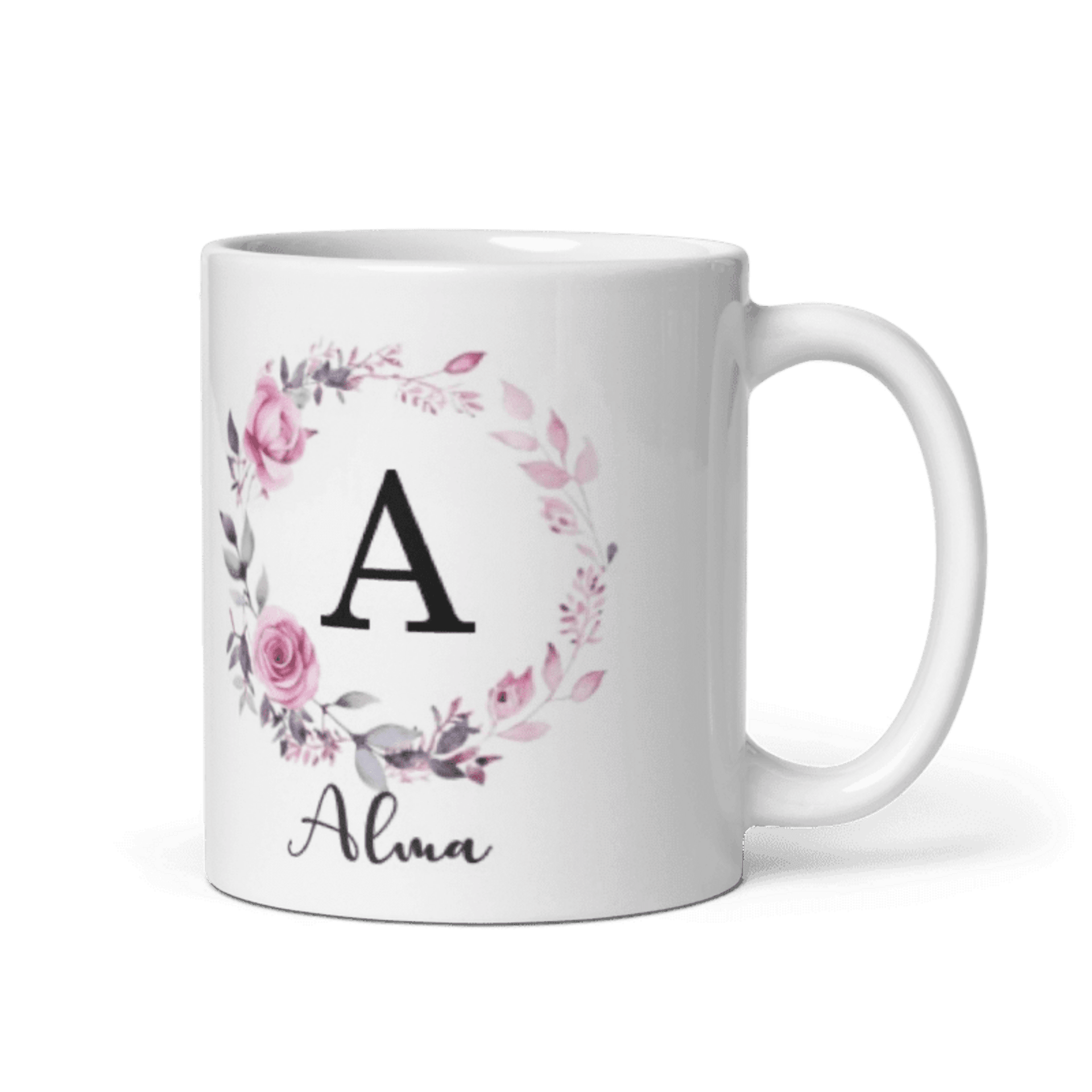 Taza personalizada circulo flores moradas - 2