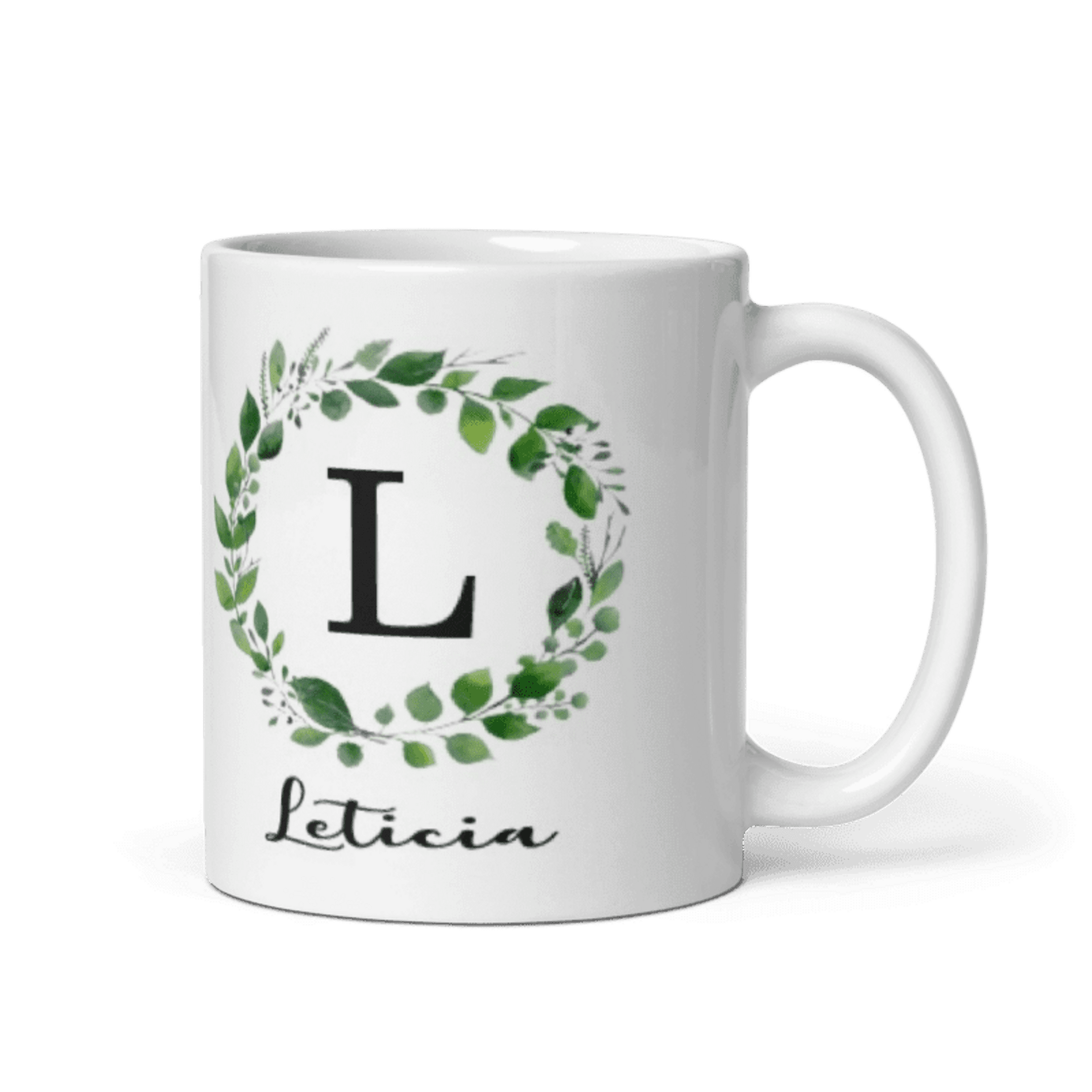 Taza personalizada circulo flores verde - 2